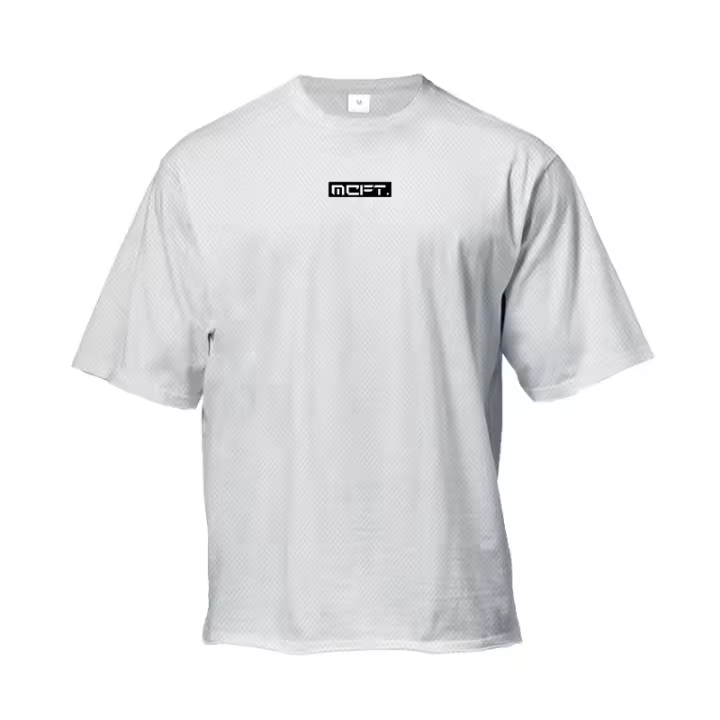 Oversized Loose Dropped Shoulders Tops Summer Moisture Wicking Quick Dry Short Sleeved T-shirt Gym Fitness Men's Casual Shirt - 1