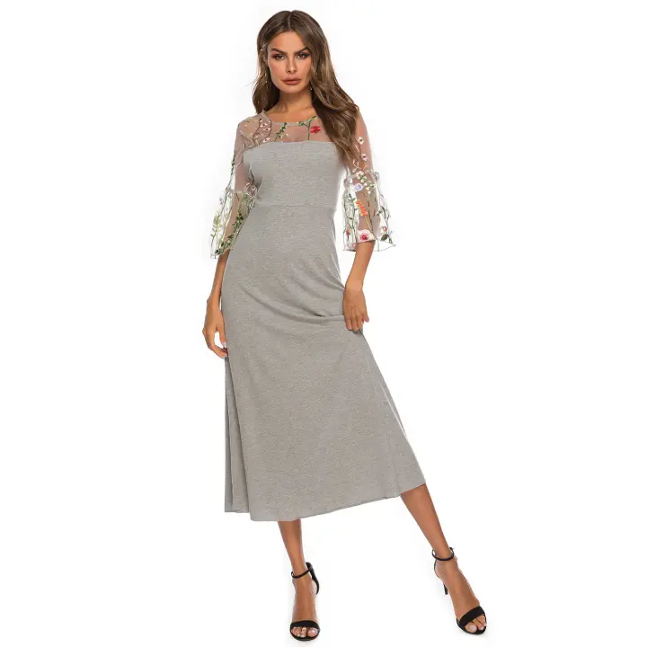 NOVEDAD DE VERANO 2025, vestido grande bordado de encaje para mujer, falda larga, superventas - 1