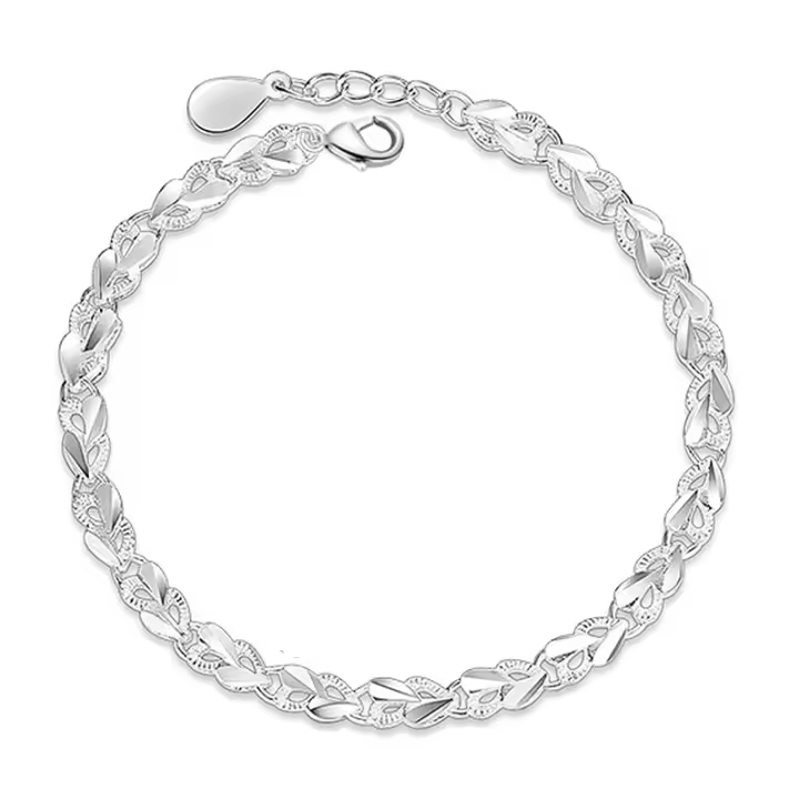 Pulsera 925 plata cuentas para mujer, brazalete bola suerte ajustable, hueco lujo, regalo boda - 1