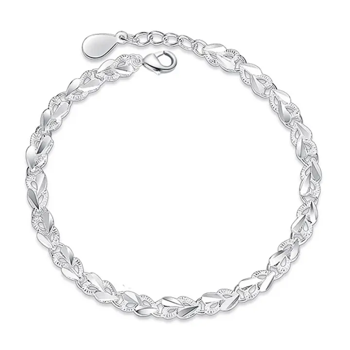 Pulsera 925 plata cuentas para mujer, brazalete bola suerte ajustable, hueco lujo, regalo boda - 1