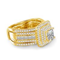 Anillo de Moissanita de Plata 925 Estilo de Princesa para Mujeres Brillante Banda de Compromiso de Oro Plateado 14K - details 3