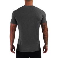 Camiseta de manga corta con cuello en V para hombre, prenda deportiva de algodón, ajustada, transpirable, para correr al aire libre - details 5