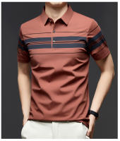 Nueva camisa polo a rayas para hombre, camiseta informal de mediana edad con solapa transpirable de verano para hombre, traje de papá - details 3