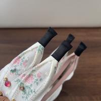 Diadema de encaje bordada de estilo coreano para mujer, diadema con bordes anchos, lazo de flores, cuerda para el cabello, banda para el cabello con diamantes de imitación florales de hadas - details 1