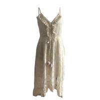 Vestido tobillero con tirantes, falda larga de color puro, columpio grande, exportación europea y americana, principios de otoño, nuevo, 2024 - details 1