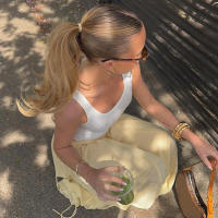 BUNO-nueva moda cordón lateral de cintura alta elegante falda amarilla mujeres vacaciones verano suelta gasa Midi faldas mujer - details 14