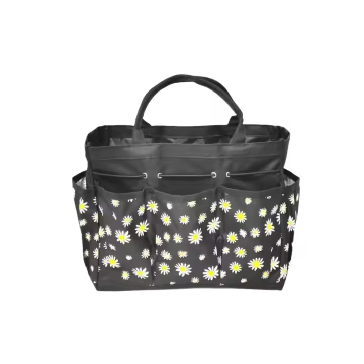 Bolsa de almacenamiento de herramientas de jardín de gran capacidad, bolsa de Kit de herramientas de mano con estampado de margaritas de tela Oxford, fácil de llevar, 8 bolsillos - 1