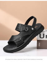 Sandalias de hombre de moda con capa superior de piel de vaca, zapatos de playa, zapatillas antideslizantes resistentes al desgaste para hombre, suela suave, zapatos para papá de mediana edad y mayor - details 2