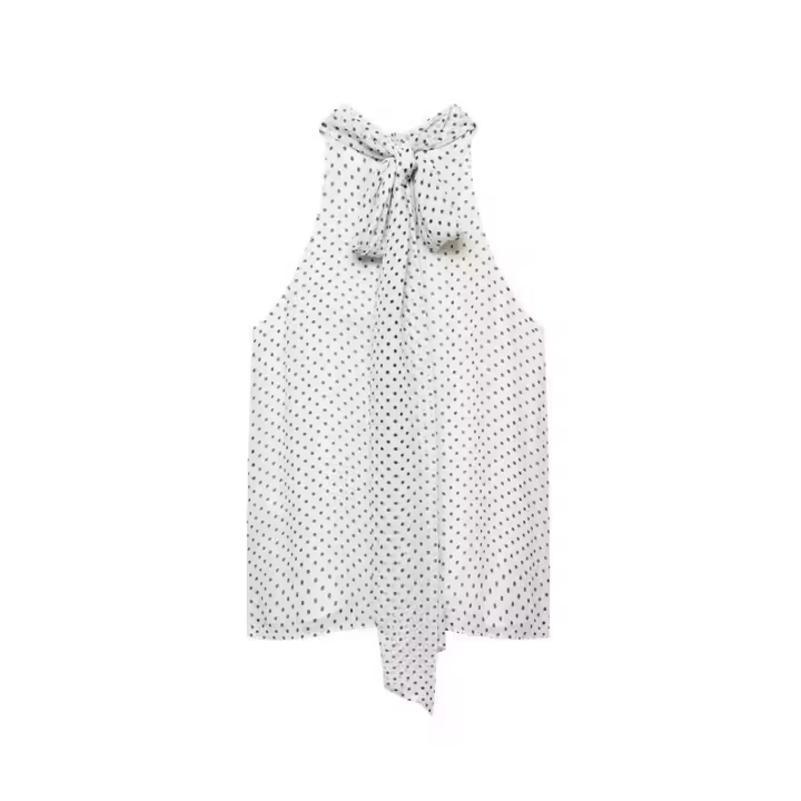 OUWU- Tops casuales chic para mujer con lunares, chaleco sin mangas, nueva moda 2025, tops sueltos para vacaciones de verano - 1