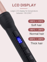 SSITO Rizadores de pelo cónicos para Mujer, rizador eléctrico de pelo Largo with Pantalla LED y Control de temp, Varita rizadora, 13-25mm - details 10