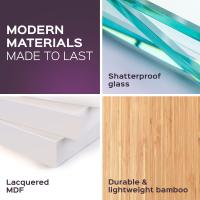 Mesita de Centro Rectangular, de Vidrio y Madera con Bandeja para Revistas, Mesa de Centro Baja para Salón y Oficina - details 8