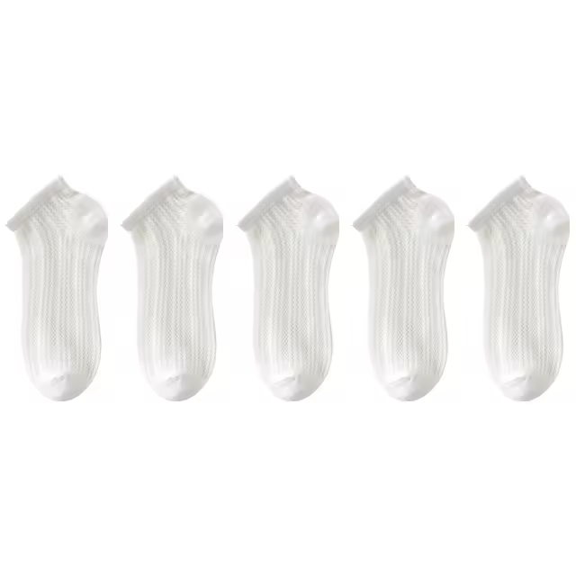 Calcetines cortos de algodón para mujer, medias finas con cadena de tobillo, suaves y transpirables, alta calidad, 5 pares, fcf - 1