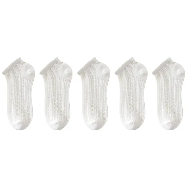 Calcetines cortos de algodón para mujer, medias finas con cadena de tobillo, suaves y transpirables, alta calidad, 5 pares, fcf - 1