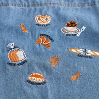 Delantal vaquero de moda duradero, diseño artístico con bolsillo, delantal Retro, delantal de trabajo coreano antiincrustante suave, delantal de cocina - details 15