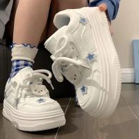 Zapatillas Deportivas con Plataforma Azul Kawaii Zapatos Blancos Coreanos Informales para Mujer - details 9