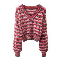Suéteres para mujer moda 2024 manga larga Patchwork a rayas elegante jersey de mujer tejido Otoño Invierno ropa de calle - details 0