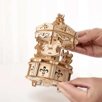 Caja de música con carrusel 3D, Kit de montaje de rompecabezas de cuerda, modelo de accionamiento mecánico - details 8