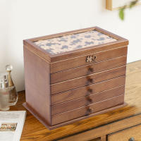 Joyero de madera marrón de 6 capas, organizador de almacenamiento, regalo de Navidad para mujeres o niñas - details 1