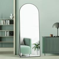 Espejo de arco de pie con soporte, 162 x 53 cm, cuerpo entero, negro, para colgar o apoyar contra la pared, para entrada o dormitorio. - details 5