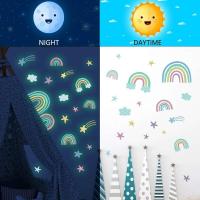 Pegatinas de Dibujos Animados de Arcoíris Iluminadas Brillan en la Oscuridad, Corazón de Nubes, Decoración DIY para Habitación de Bebé - details 6