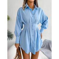 Vestido de blusa de mujer con mangas abullonadas, vestidos de manga larga para mujer, cintura asimétrica, elegante y hermoso - details 2