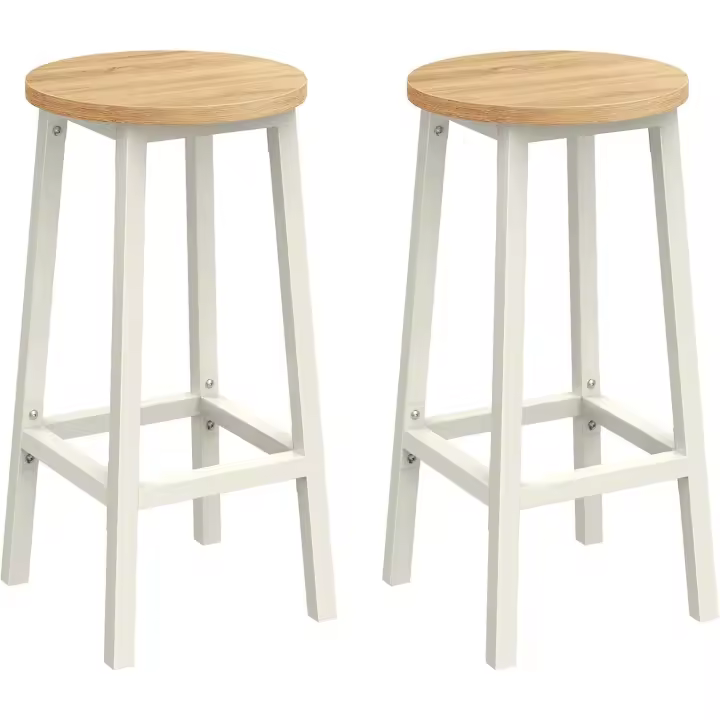 Taburetes de Bar de Metal Montaje Fácil Reposapiés Ideal para Cocina, Sala, Comedor - 1