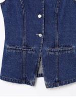 Chaqueta Denim de Verano 2025 para Mujer Cuello Redondo, Camisa de Moda Sólida, Vestido de Calle Elegante, Ropa al Aire Libre - details 8