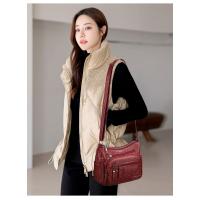 Bolso De Mensajero De Hombro Multicapa Con Múltiples Compartimentos De Cuero Suave De Moda Para Mujer - details 1