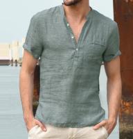 Camisas de lino con botones para hombre, camisa informal de manga corta para playa, hawaiana, para vacaciones, talla S-5XL - details 13