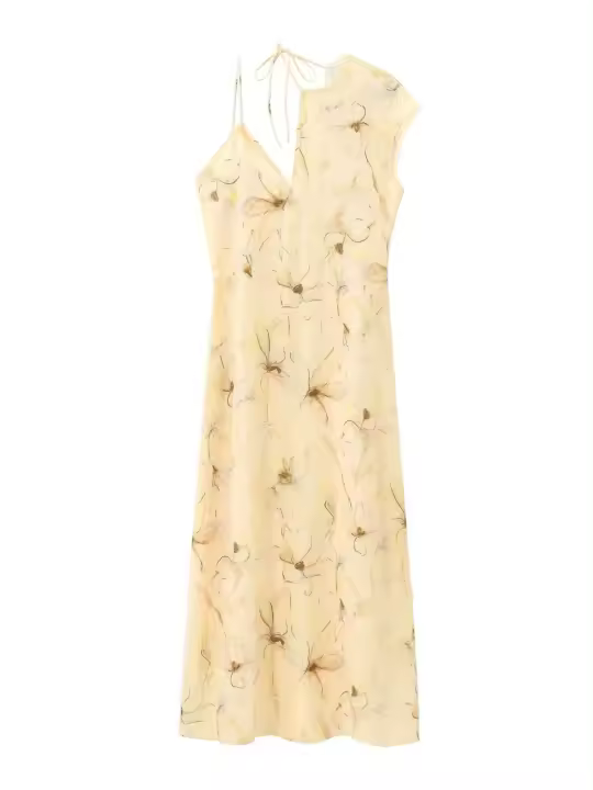 2024 otoño nuevo producto ropa de mujer estilo europeo y americano vestido sin mangas estampado versátil falda larga - 1