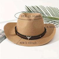 Sombrero de paja Sombrero de vaquero de jazz ancho, transpirable y elegante bohemio para hombres y mujeres - details 3