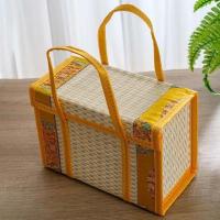 Cesta de bambú de mano de estilo Pastoral, plegable con tapa, cesto de Picnic rectangular, cesta tejida a mano, cesta de Picnic al aire libre - details 11