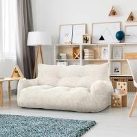 Sillon Puff con relleno incluido, sofás de dos plazas con asas portátiles, sillas de salón ergonómicas, puf interior para sala de estar, dormitorio, sala de juegos, beige - details 4