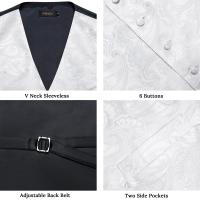 Chaleco de traje de esmoquin de moda con corbata, chaleco de cachemira de lujo para boda y graduación, azul, verde, rojo sólido, negro, plata, rosa - details 1
