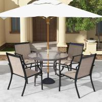 Jardin Exterior Textilene, Sillas Terraza Exterior Asiento Transpirable, Estructura De Metal, Respaldo Alto, 66 x 61 x 90 cm (2, café) - details 6