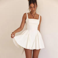 BUNO-Mini vestido sin espalda con tirantes finos para mujer, Vestidos sexis sin mangas ajustados con cuello Halter y cordones con lazo, Vestidos de fiesta de medianoche - details 3