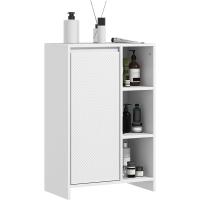 Columna Auxiliar Puerta 3 Estantes Abiertos Antivuelco Estilo Morno 53x30x80 cm Blanco - details 0