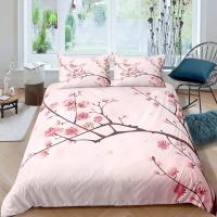 Juego de Ropa de Cama con Diseño de Cerezo Japónesako Sakura en Tamaño King/Queen Floral Primaveral Vintage para Mujeres y Niñas - details 2