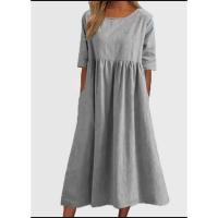 Vestido de verano de manga corta para mujer, vestidos holgados con cuello redondo - details 4