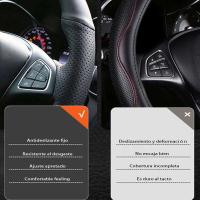 Cubierta de Cuero de Fibra Ultrafina Protector de Volante Personalizable para Citroen Xsara Picasso Berlingo C5 Peugeot Parer Negro - details 3