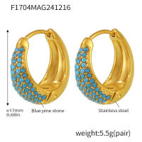 Mujeres Hueco Azul Verde Turquesa Gota Pendientes Circón Color Bohemio Estilo Commuter Moda Mujeres Ronda Stud Pendientes - details 5
