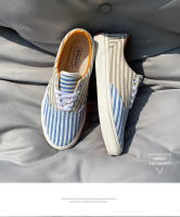 Zapatos de tablero bajos a rayas azul-marrón, talla extra grande para hombre y mujer, los mismos zapatos casuales versátiles. - details 6