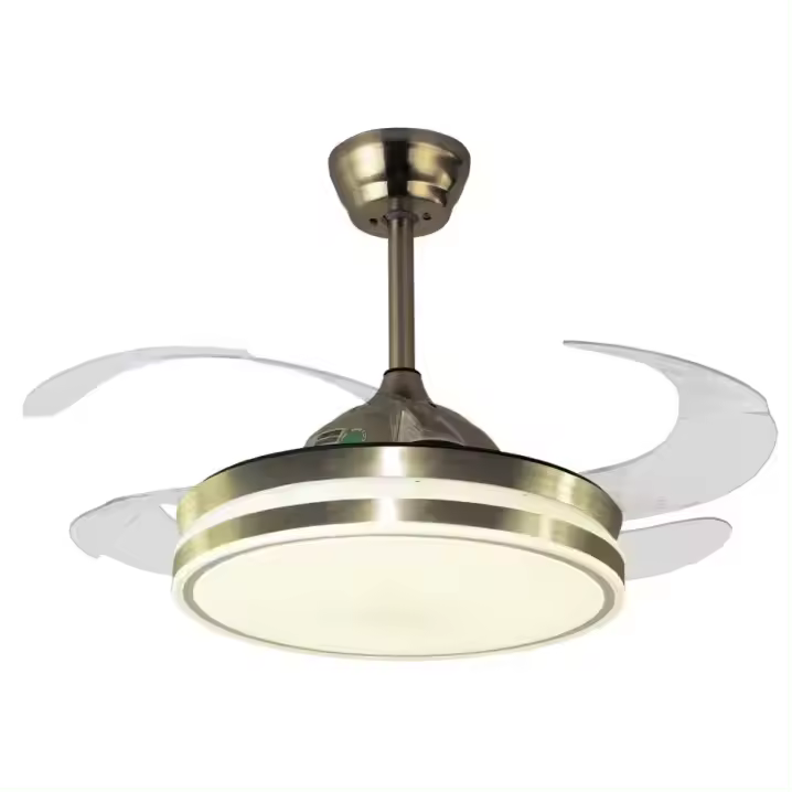 Ventilador de Techo con Motor DC y Aspas Desplegables con Luz Led 36W MEMORIA y Regulable en intensidad DIMMER (Luz nocturna) - Silencioso y eficiente - Control Remoto incluido - Ideal para dormitorios y Comedores - 1