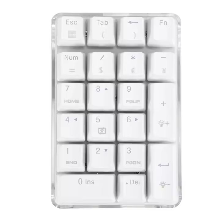 Teclado numérico mecánico GATERON, interruptor marrón con cable para juegos, carcasa de cristal, retroiluminado blanco, 21 teclas, Mini teclado numérico - 1