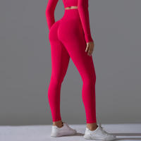 Hamidou-Pantalones deportivos de Yoga para mujer, mallas de cintura alta y caderas ajustadas, glúteos de melocotón, pantalones de Yoga desnudos de cintura alta - details 5