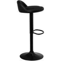 Taburete de Cocina Giratorio en 360 ° , Silla de Bar Regulable en Altura de 72 a 92 cm, con Respaldo de Polipiel, Estructura Metal Negra y Reposapiés, Negro - details 6