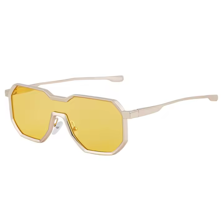 Nuevas gafas de sol de una pieza estilo punk, gafas de sol poligonales de moda para hombres con montura grande, gafas - 1