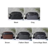 Bolso Cruzado de Hombro para Hombres Cuero PU Diseño a Cuadros Bolso Messenger de Negocios Casual - details 26