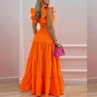 Conjunto de Vestido de Denim de Moda Primavera-Verano para Mujer Falda Sexy de Cintura Desviada, Vestido Casual de 2 Piezas - details 3