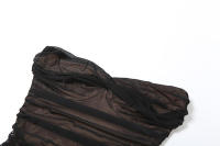 BUNO-body transparente sin tirantes para mujer, Top Sexy de doble cubierta con pliegues sólidos, ropa de club a la moda para playa, 2024 - details 11
